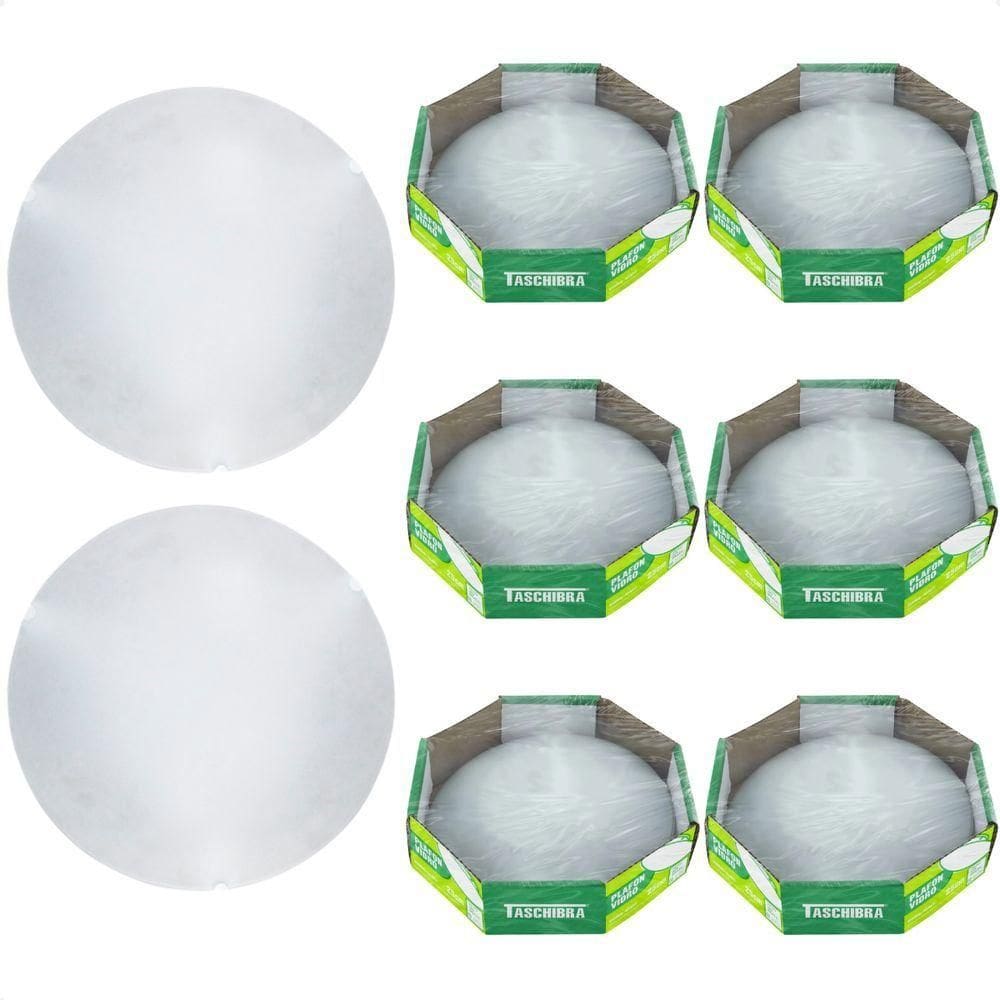 Kit 8 Plafon Taschibra Jurerê 25cm Redondo Branco E27 Bivolt