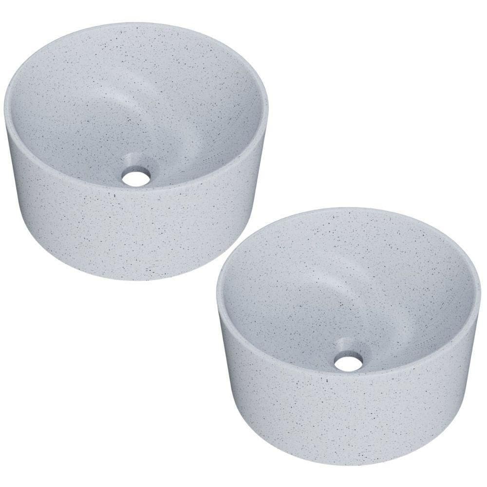 Kit 02 Cubas De Apoio Redonda Para Banheiro Lavabo C01 Bl30w Branco Granit Matte - Lyam