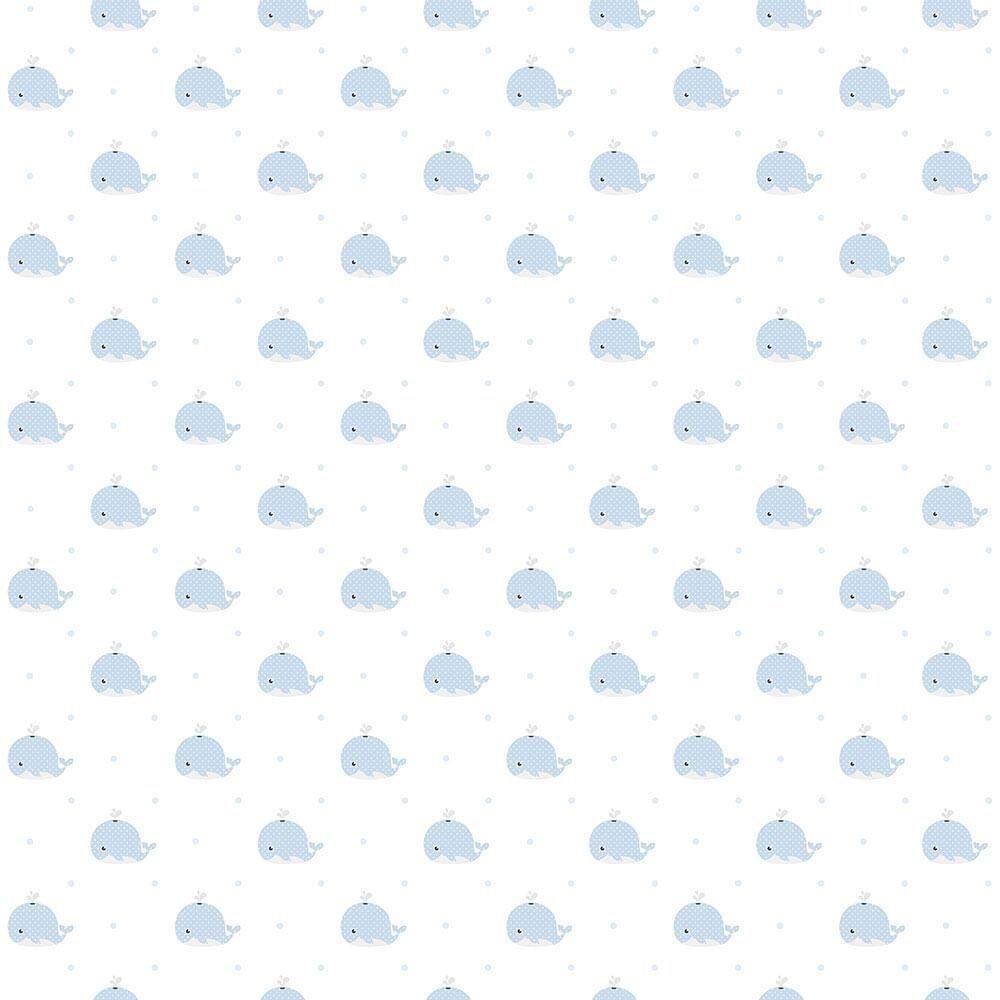 Papel De Parede Lullaby Baleia Azul 2231 - Rolo 10m X 0,53m