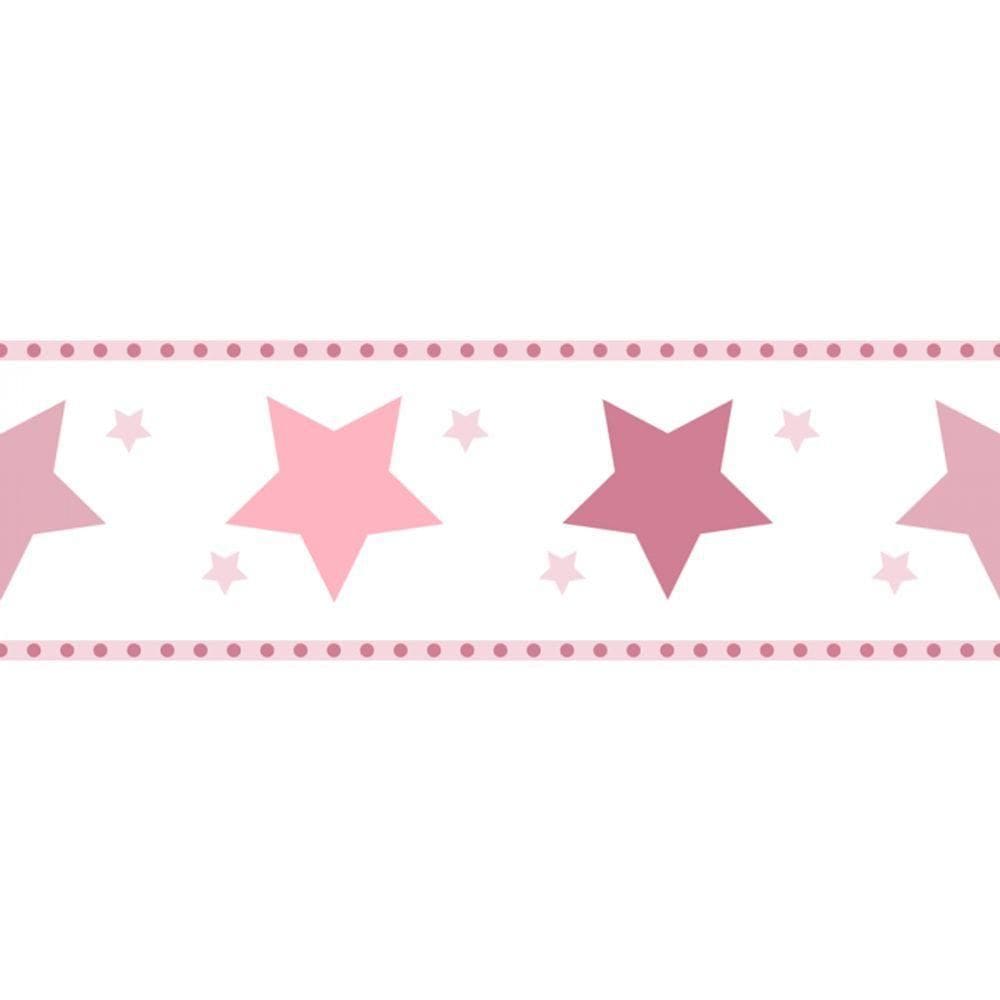 Faixa De Parede Treboli Estrelas Rosas 5942