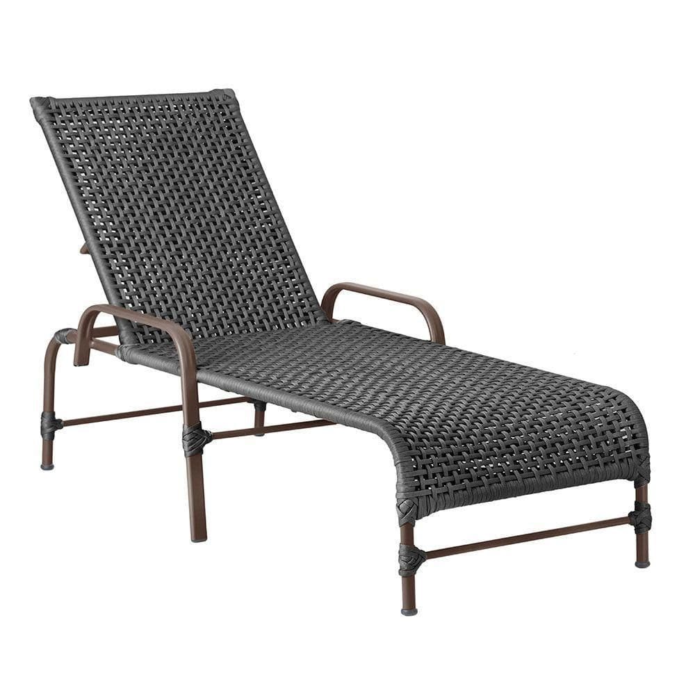 Espreguiçadeira Catar Corda Náutica Piscina Jardim Alumínio Preto