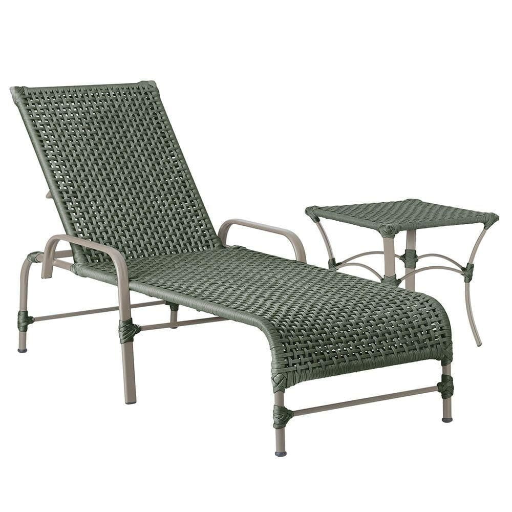 Espreguiçadeira Catar Mesa Corda Náutica Piscina Alumínio Verde