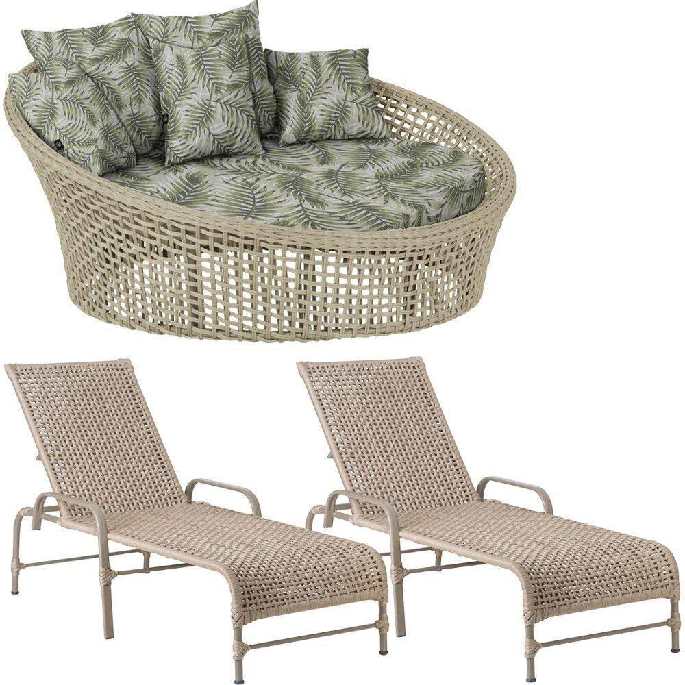 Kit Chaise Hungria E Espreguiçadeiras Catar Trama Rami