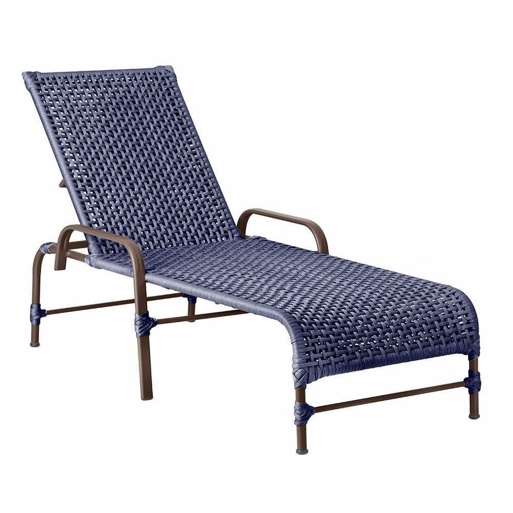 Espreguiçadeira Catar Corda Náutica Piscina Jardim Alumínio Azul