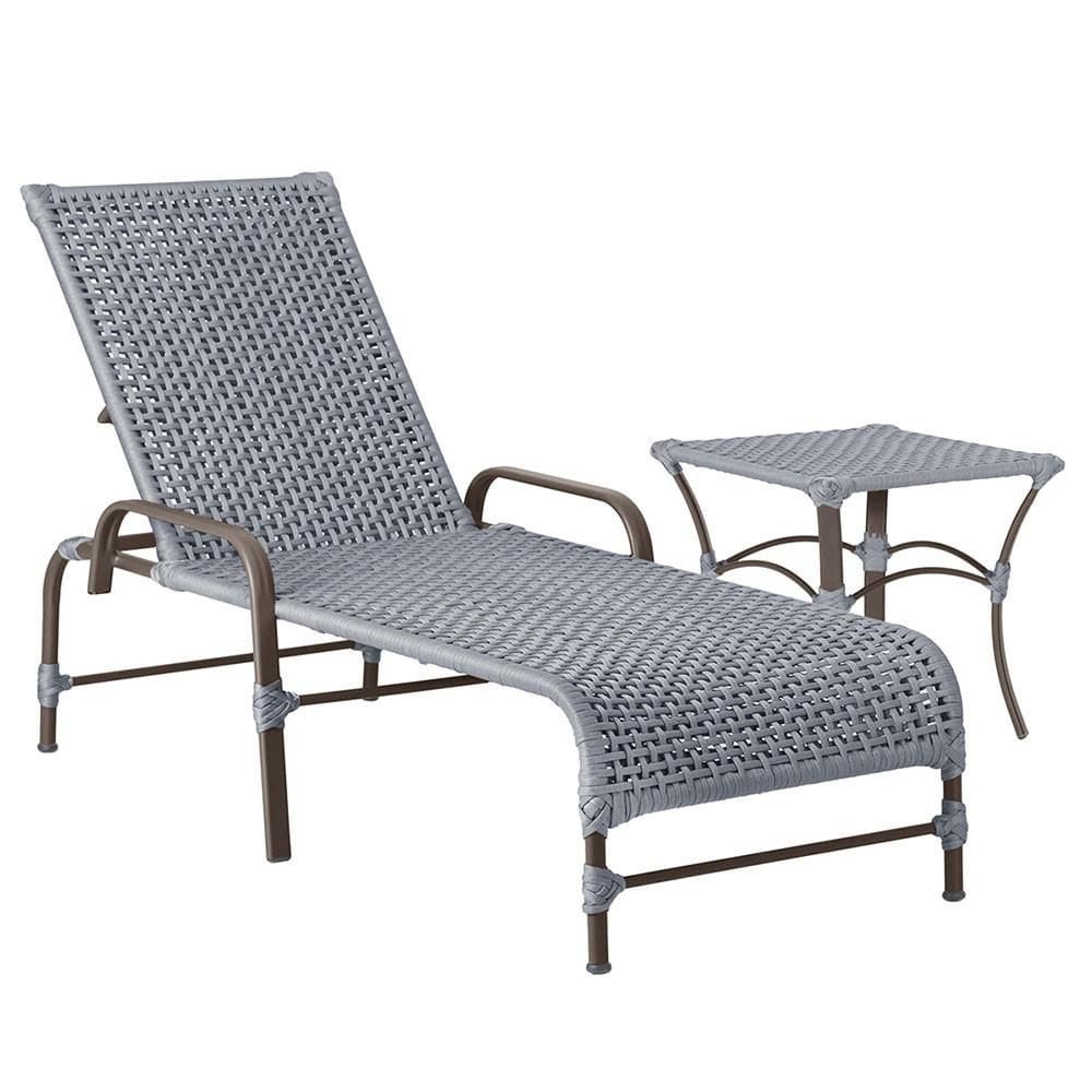 Espreguiçadeira Catar Mesa Corda Náutica Piscina Trama Prata