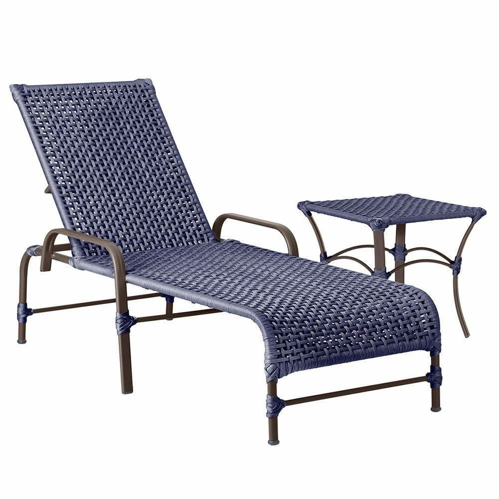 Espreguiçadeira Catar Mesa Corda Náutica Piscina Trama Azul