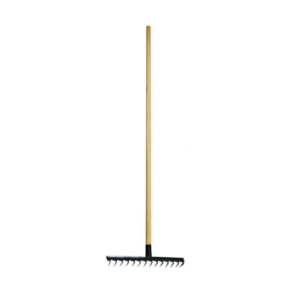 Ancinho 16 Dentes Aço Carbono Cabo Madeira Pra Limpeza 125cm