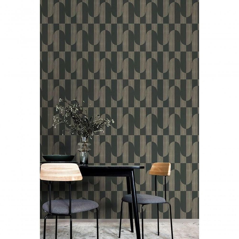 Papel De Parede Muse Geométrico Preto E Dourado A55702