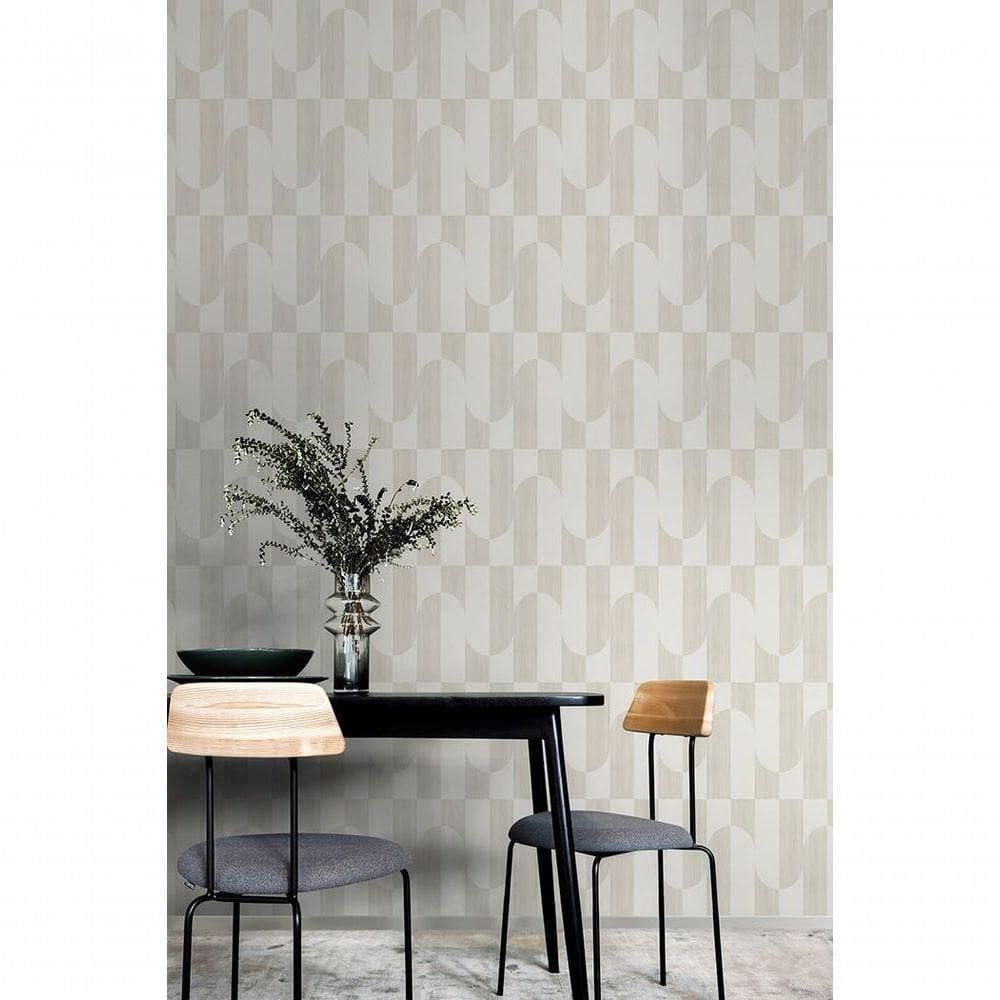 Papel De Parede Muse Geométrico Branco E Cinza A55701