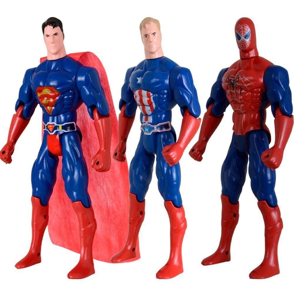 Kit Trio Brinquedos Homem Aranha Capitão America Super Man