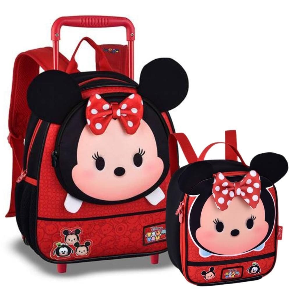 Kit Mochila Rodinhas Lancheira Minnie Tsum Tsum Disney Clio