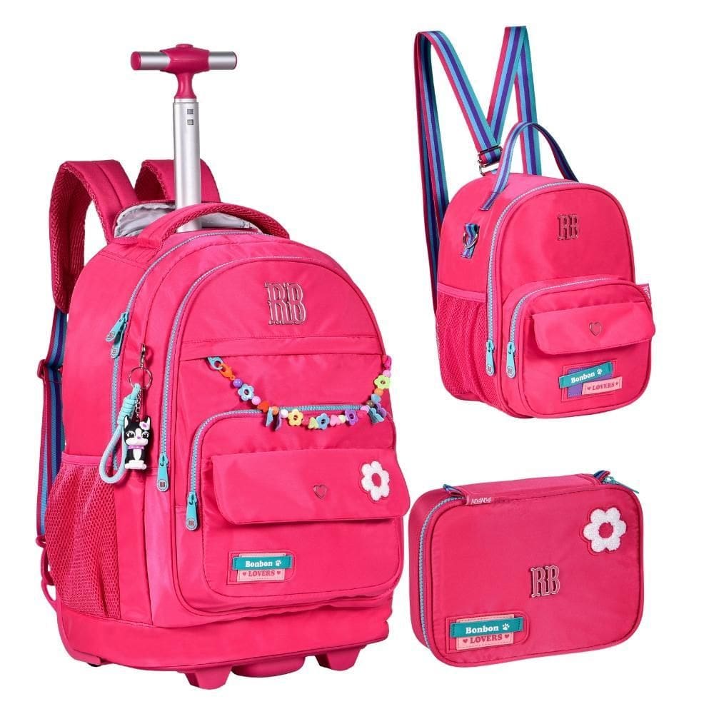 Kit Mochila De Rodinhas Oficial Rebecca Bonbon Rb24100 Rosa