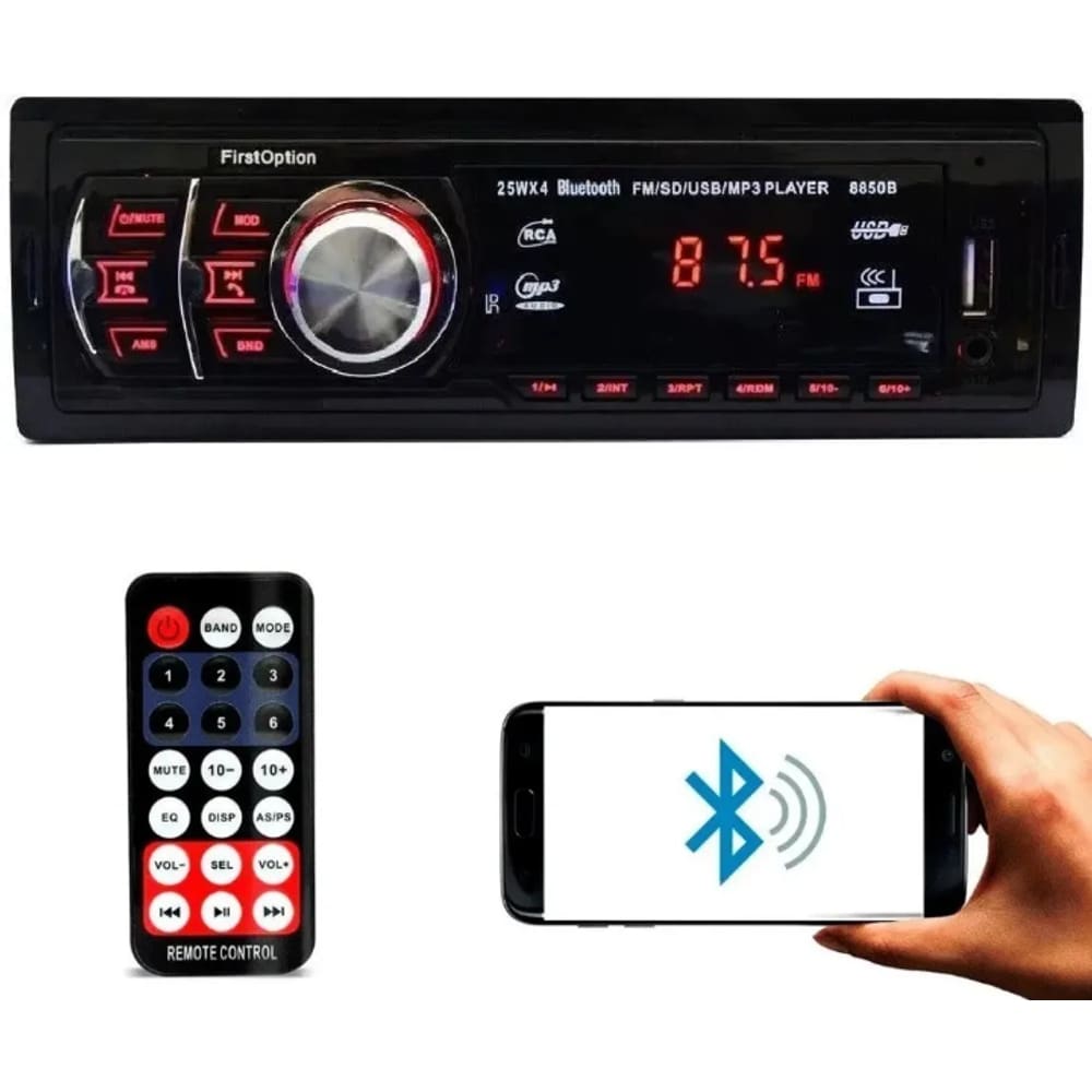 Rádio automotivo FirstOption 8850B bluetooth usb