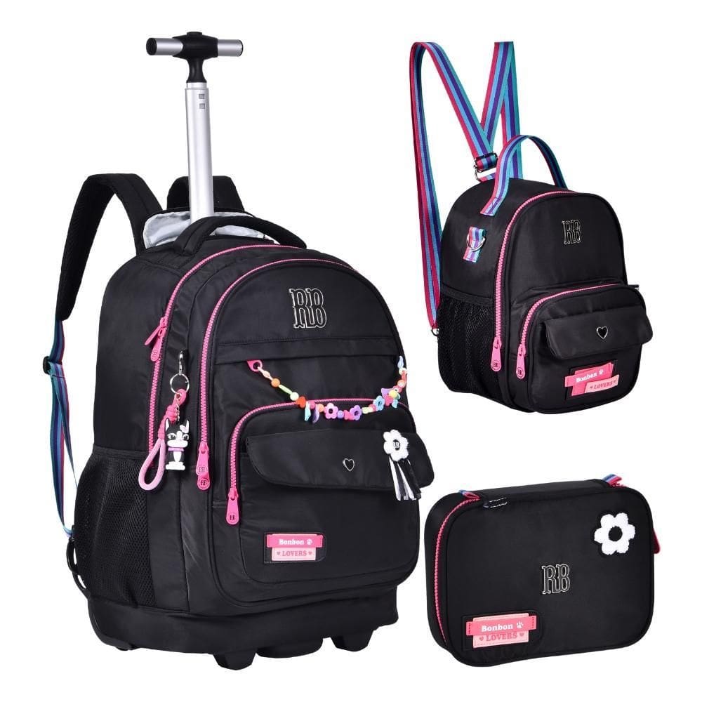 Kit Mochila De Rodinhas Oficial Rebecca Bonbon Rb24100 Preto