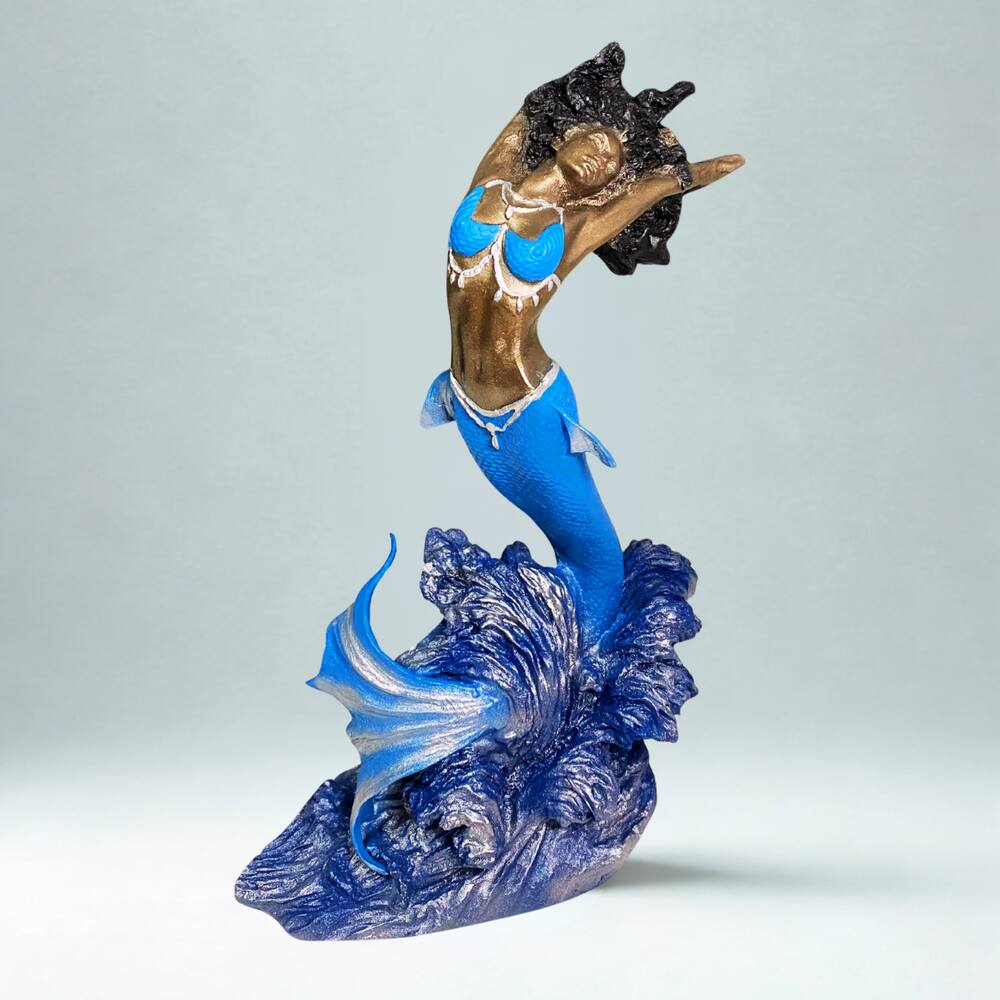 Escultura Orixá Iemanjá Sereia 25 cm em Resina
