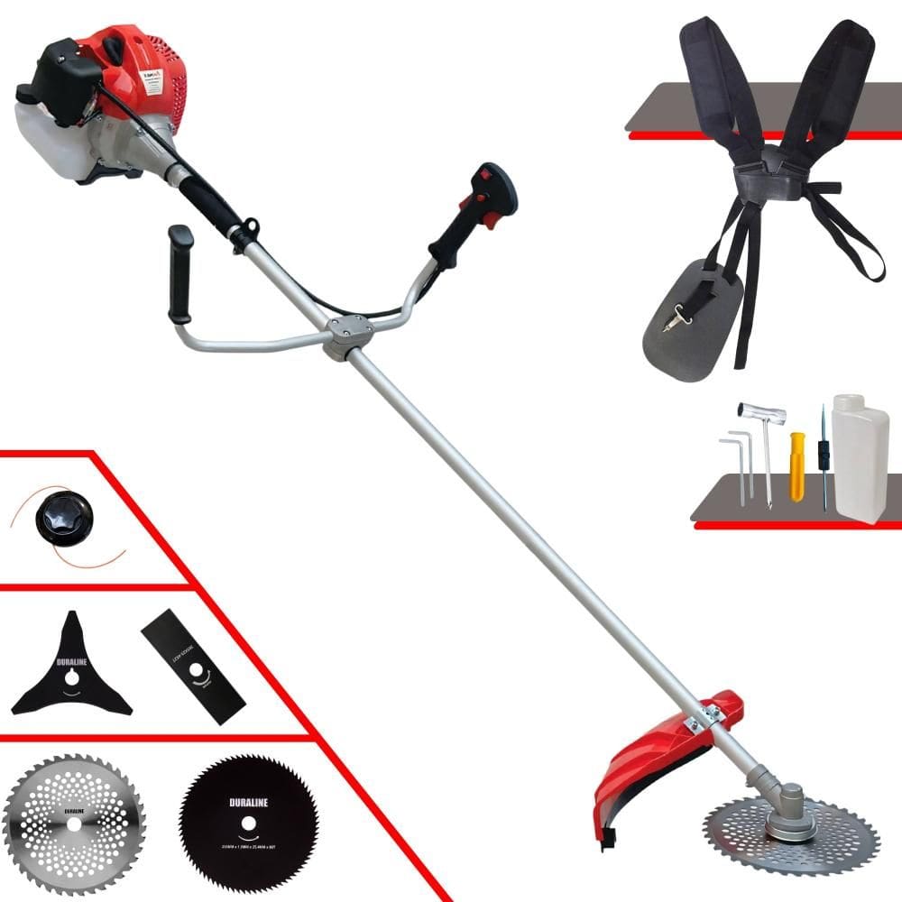 Roçadeira À Gasolina Anmax CG520-P 52cc 2,2HP 10.000rpm Com Carretel + Lâmina Facão + Lâmina 3 Pontas + Lâmina 40 Dentes de Vídea + Lâmina 80 Dentes