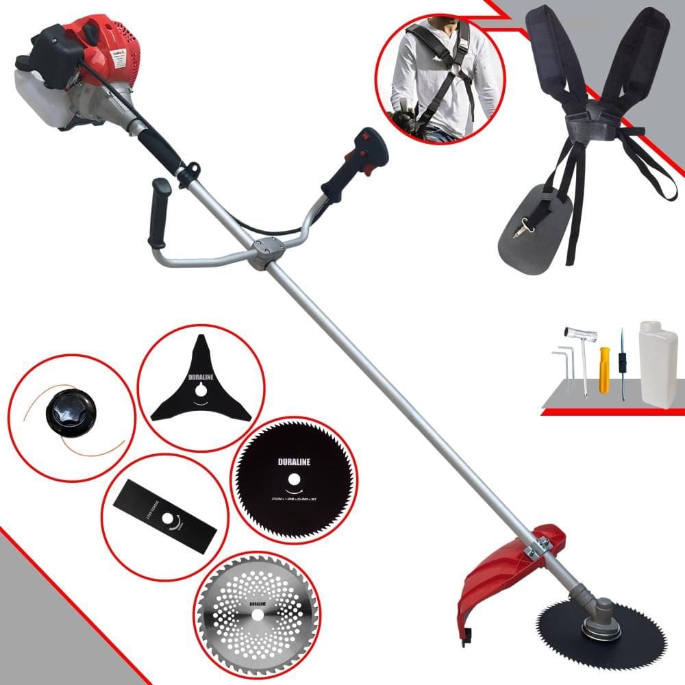 Roçadeira Aparador de Grama Anmax CG520P À Gasolina 52cc 2,2HP 10.000rpm C/ Faca 2 Pontas + Faca 3 Pontas + Faca 40 Dentes + Faca 80 Dentes + Carretel