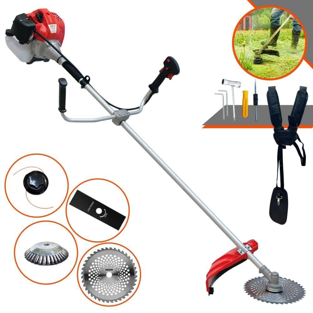 Roçadeira Profissional Multifunções Anmax CG520PTB À Gasolina Motor 2T 2,2HP 52cc 10.000rpm + Kit Extra de Lâmina 40 Dentes e Escova de Aço 38 Cerdas