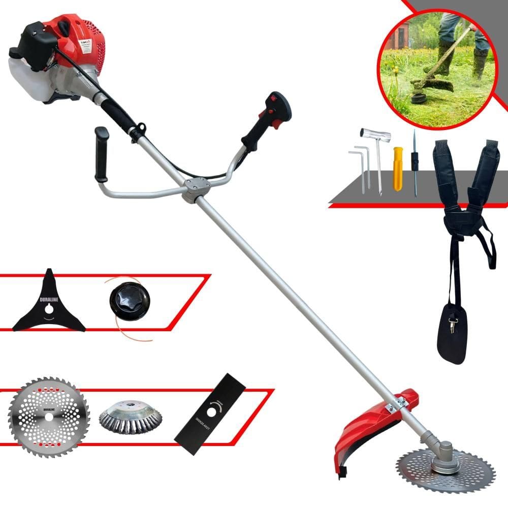 Roçadeira Profissional Anmax CG520PTB À Gasolina 2T 2,2HP 52cc 10.000rpm + Kit Extra de Lâmina 3 Pontas, Lâmina 40 Dentes e Escova de Aço 38 Cerdas