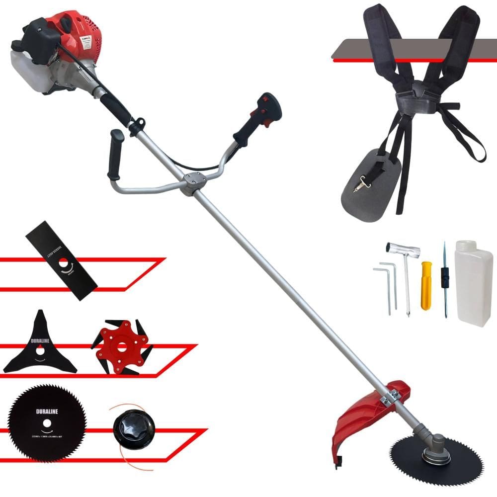 Roçadeira Lateral À Gasolina Anmax CG520P-TB 52cc 2,2HP 10.000rpm Com Lâmina Facão + Lâmina 3 Pontas + Lâmina 6 Pontas + Lâmina 80 Dentes + Carretel