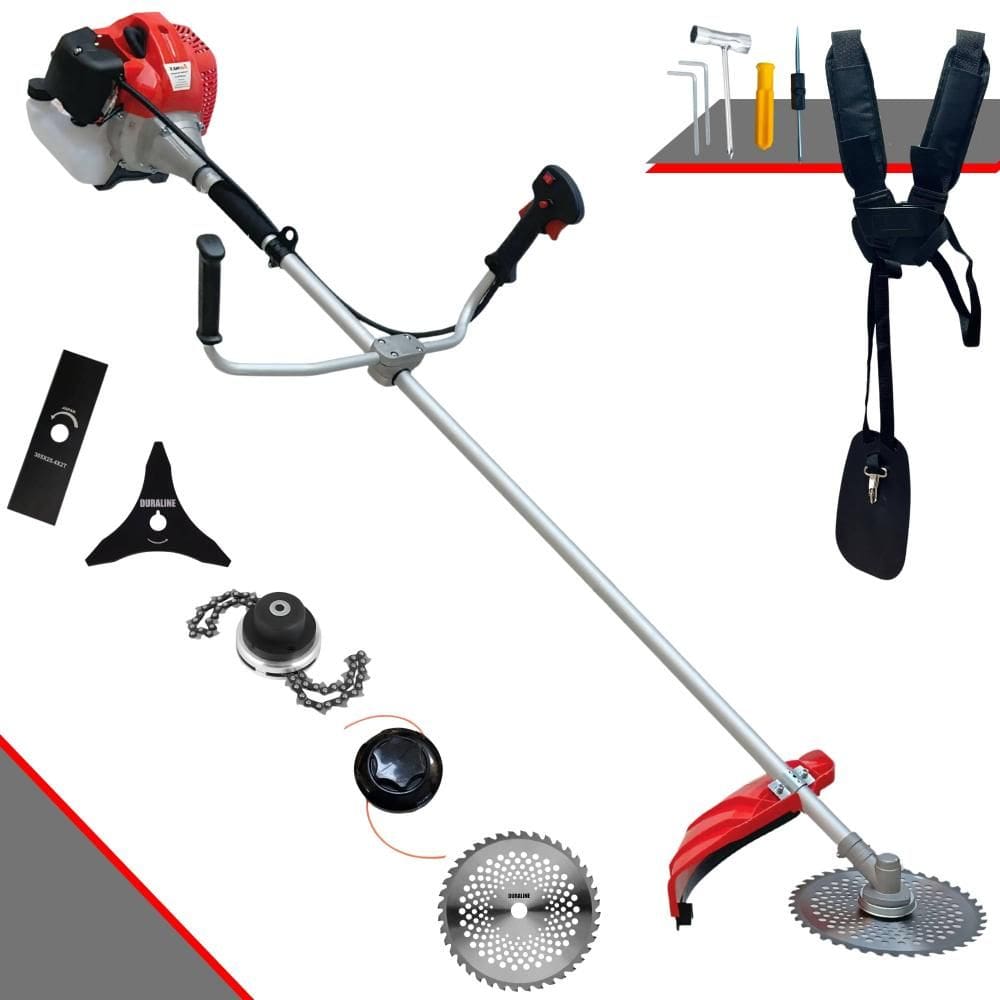 Aparador de Grama Anmax CG520P À Gasolina 2T 52cc 2,2HP 10.000rpm Com Carretel + Lâmina Facão + Lâmina 3 Pontas + Lâmina 40 Dentes de Vídea + Trimmer