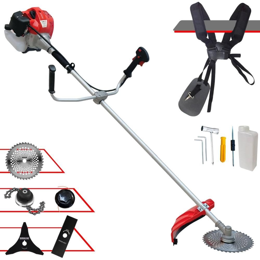 Roçadeira Multifuncional Anmax CG520P À Gasolina 52cc 2,2HP 5 Em 1 Com Carretel + Lâmina 2 Pontas + Lâmina 3 Pontas + Lâmina 40 Dentes Vídea + Trimmer