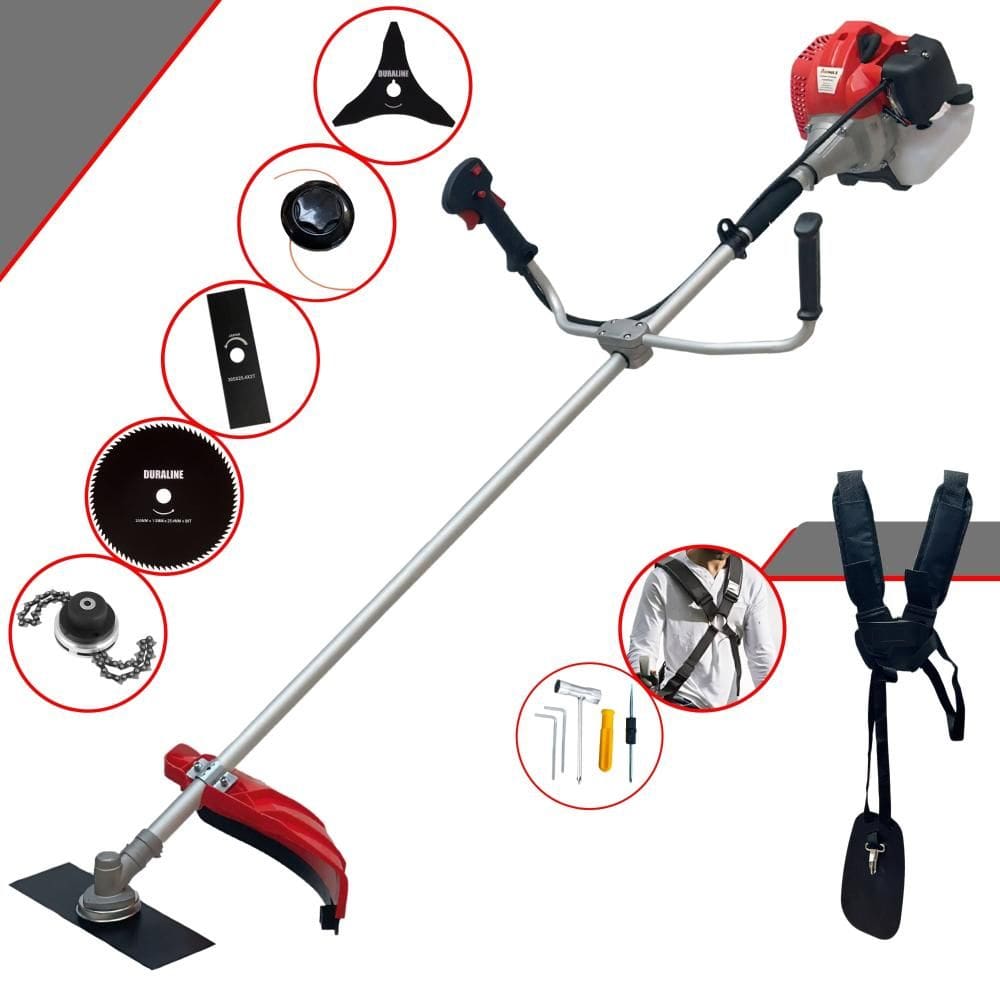 Roçadeira Anmax CG520P À Gasolina 52cc 2,2HP Alta Rotação Com 5 Opções de Corte C/ Carretel + Faca 2 Pontas + Faca 3 Pontas + Faca 80 Dentes + Trimmer