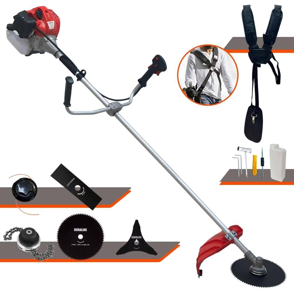 Roçadeira Aparador de Grama Anmax CG520P À Gasolina 2T 52cc 2,2HP 10.000rpm Com Carretel + Lâmina Facão + Lâmina 3 Pontas + Lâmina 80 Dentes + Trimmer