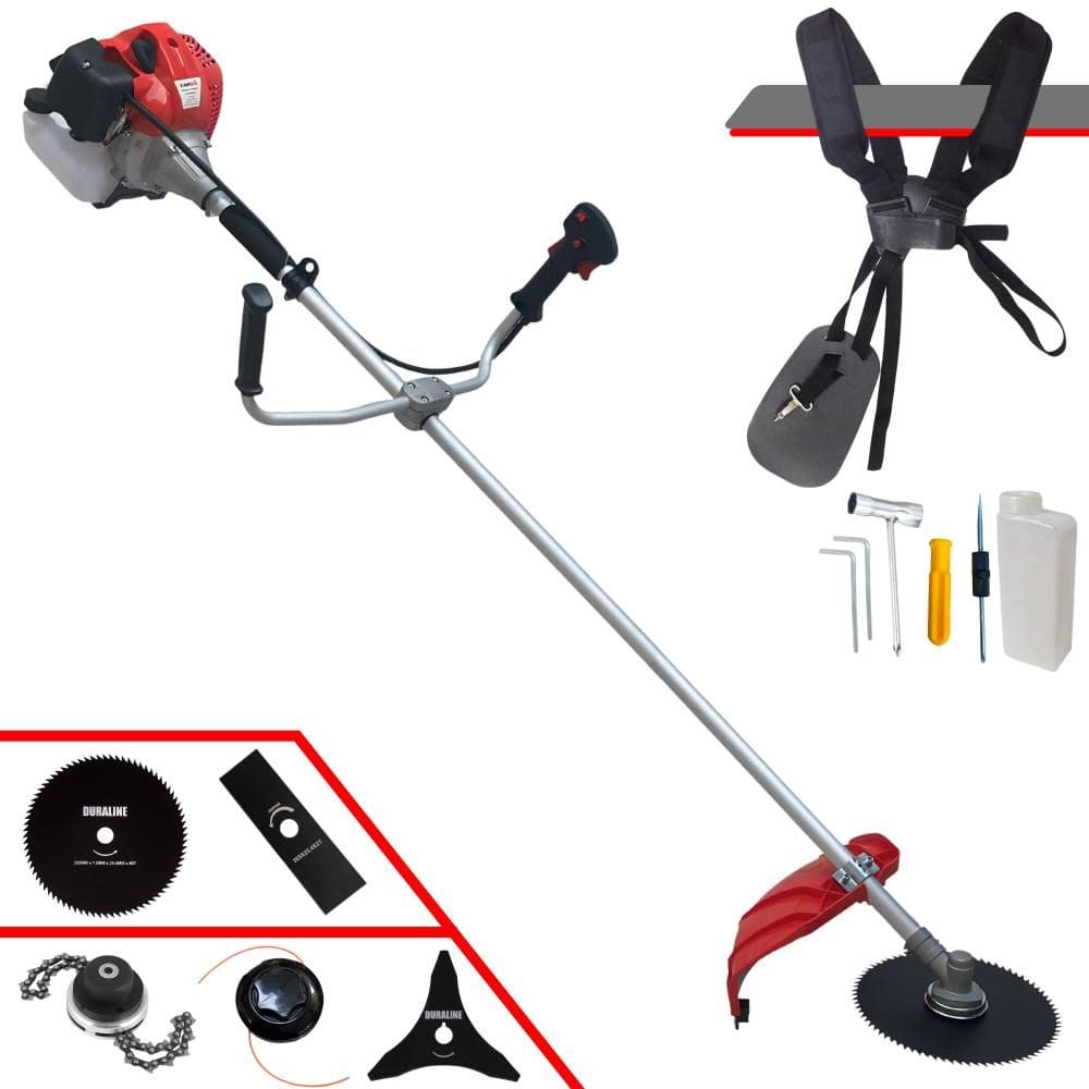 Roçadeira Podador de Grama Anmax CG520P À Gasolina 2T 52cc 2,2HP 5 Em 1 Com Carretel + Lâmina 2 Pontas + Lâmina 3 Pontas + Lâmina 80 Dentes + Trimmer