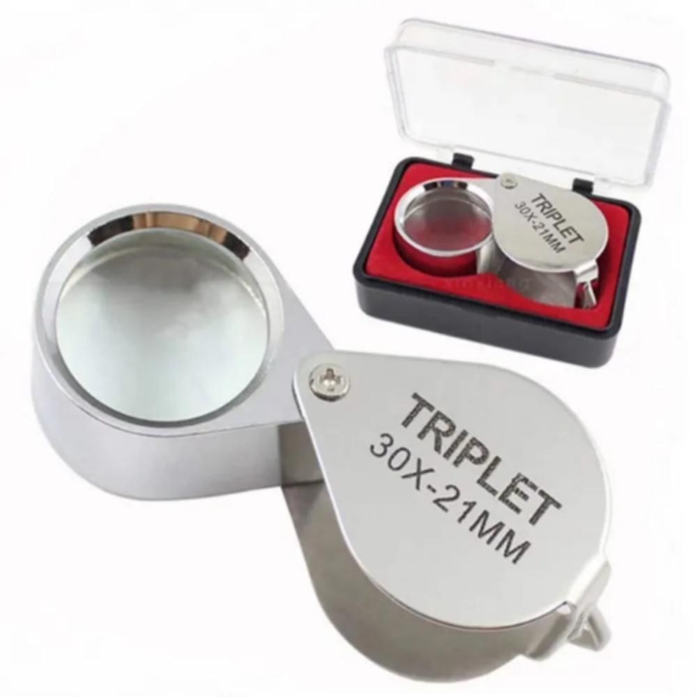 Lupa Mão Bolso Joalheria Relojoeiro Ourives Eletrônica 30x21mm Portátil Articulada Zoom Geologia Profissional