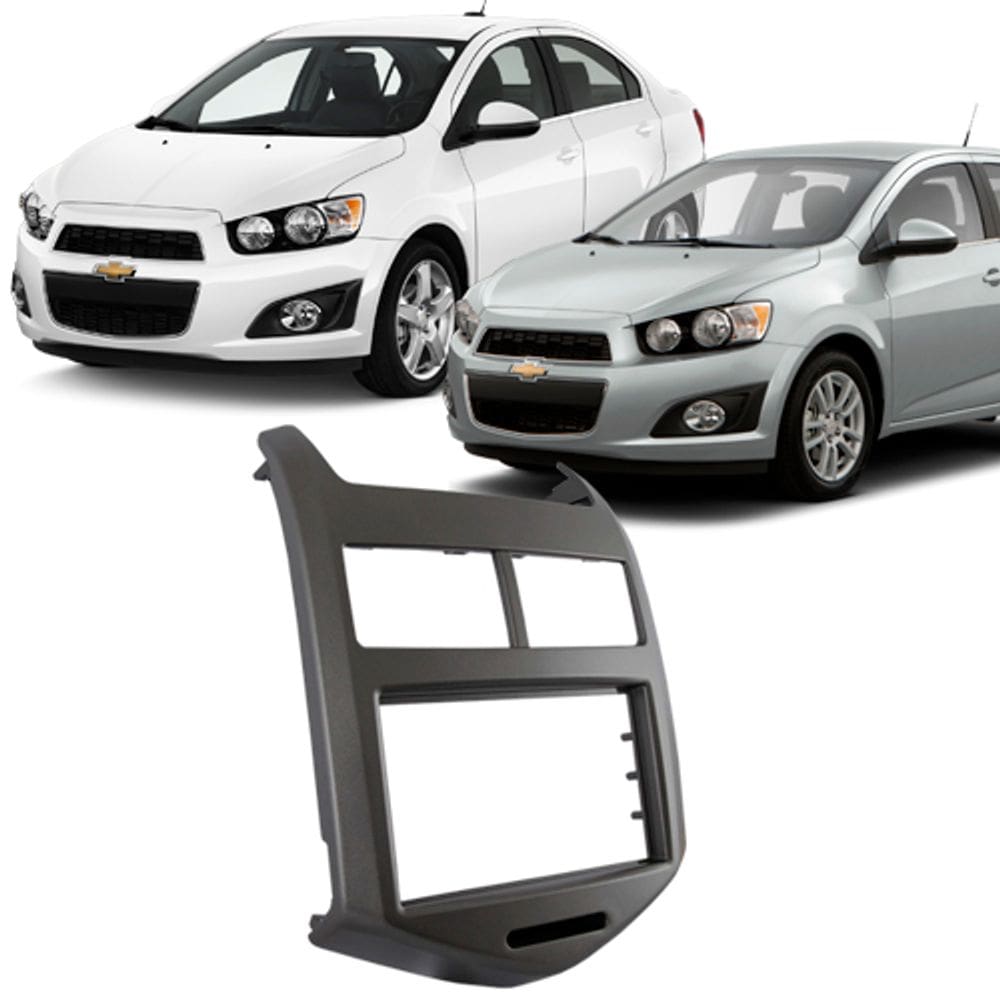 Moldura 2 Din Sonic Hatch Sedan 2012 à 2015 Cinza Grafite Painel Central Multimidia 6.2 7 Polegadas