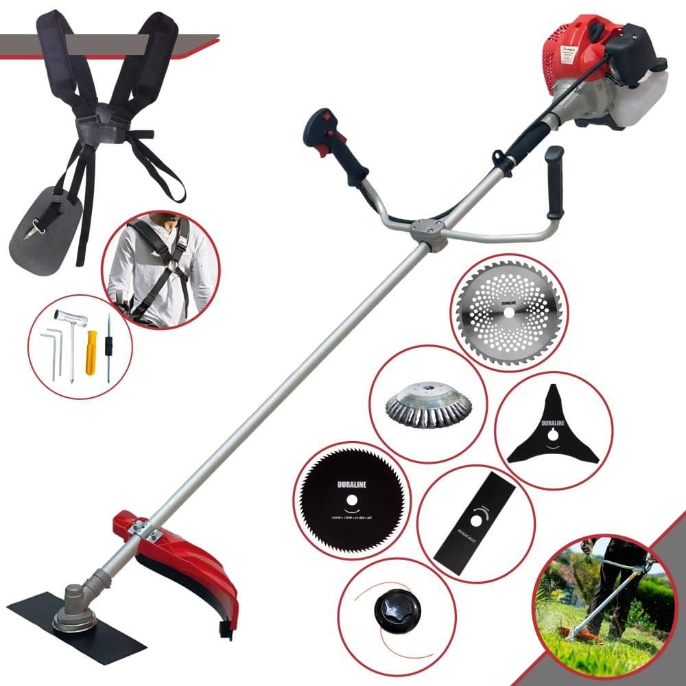 Roçadeira Anmax CG520P-TB À Gasolina 2T 52cc 2,2HP Com Carretel + Lâmina Facão + Lâmina 3 Pontas + Lâmina 40 Dentes + Lâmina 80 Dentes + Escova de Aço