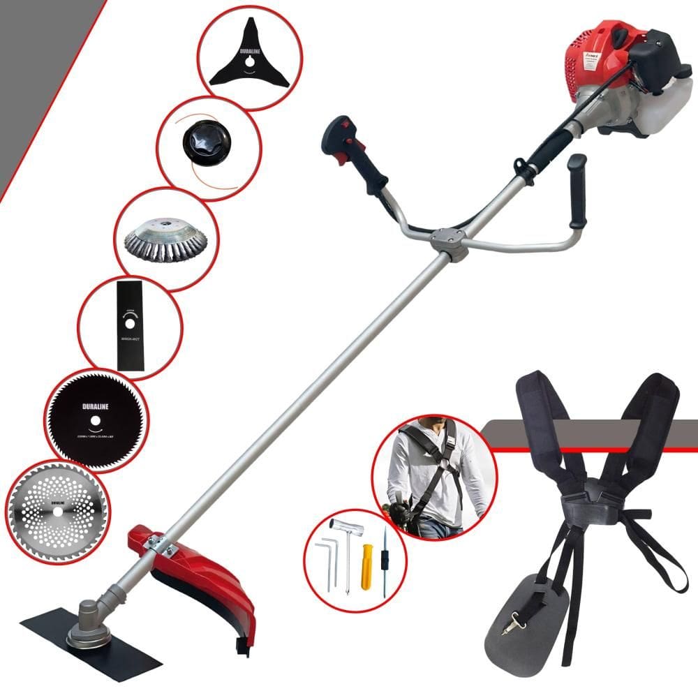 Roçadeira Anmax CG520P À Gasolina 2T 52cc 2,2HP 6 Em 1 Com Carretel + Faca 2 Pontas + Faca 3 Pontas + Faca 40 Dentes + Faca 80 Dentes + Escova de Aço