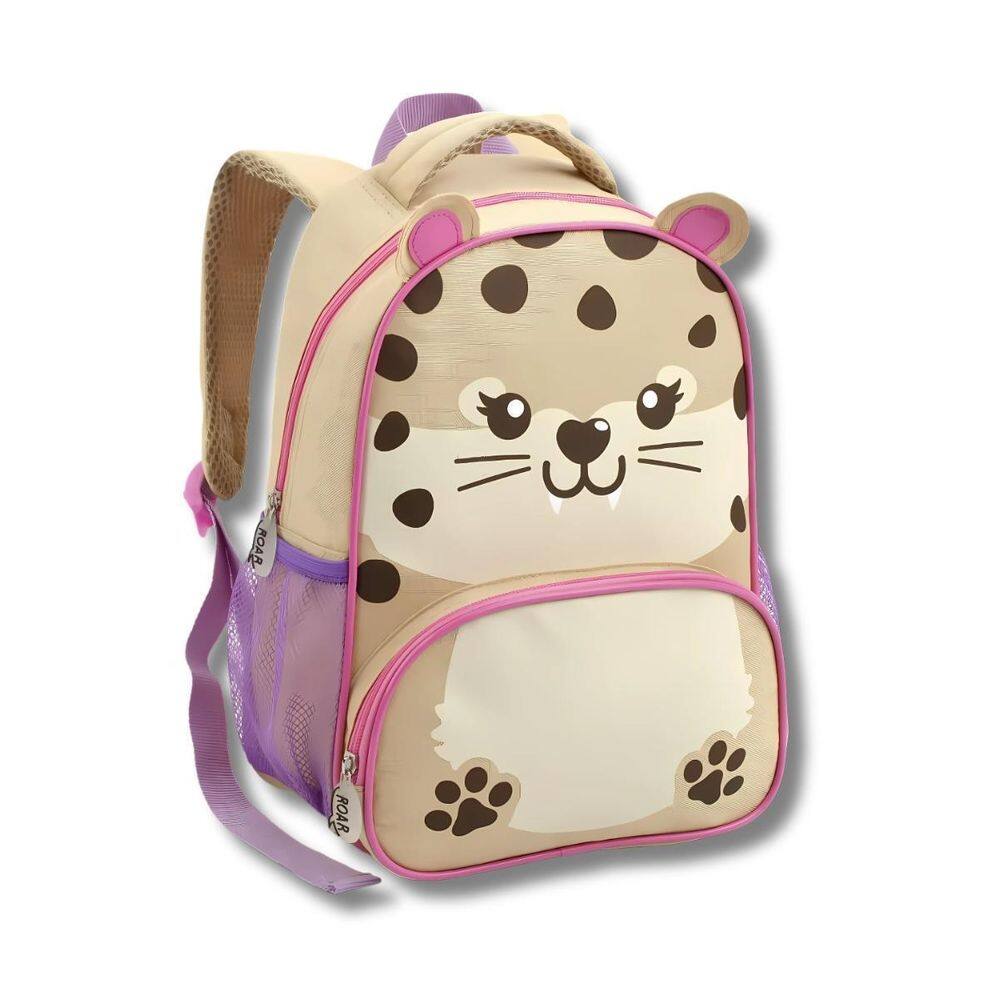 Mochila Infantil Creche Escola 13 Oncinha Animais Fofa Bege