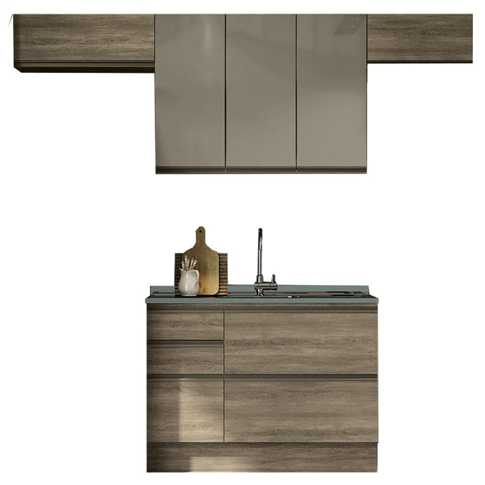 Cozinha Modulada 4 Pecas 260 cm MDP Maxxi Nogal Kappesberg
