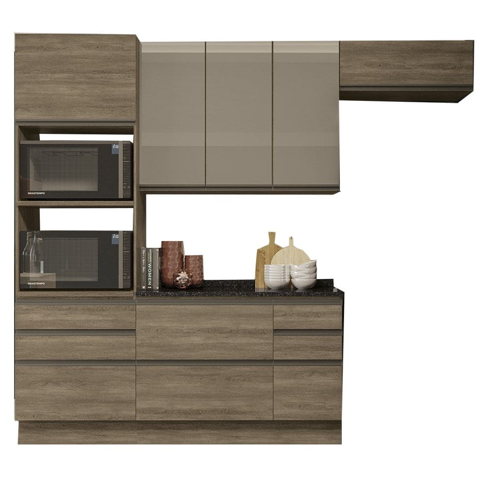 Cozinha Modulada 5 Pecas 270 cm MDP Maxxi Nogal Preto Kappesberg