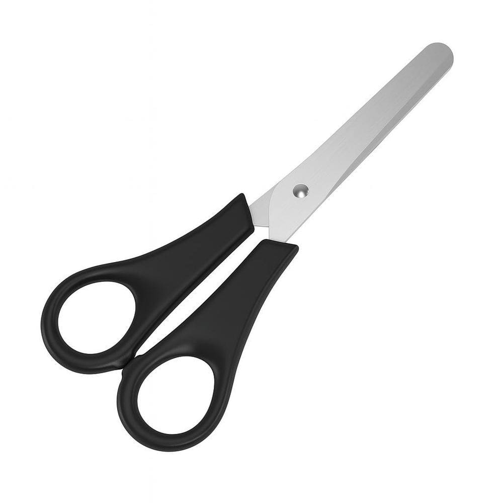 Kit 5 Tesoura Escolar Black Inox 130Mm Cabo Preto Leoeleo