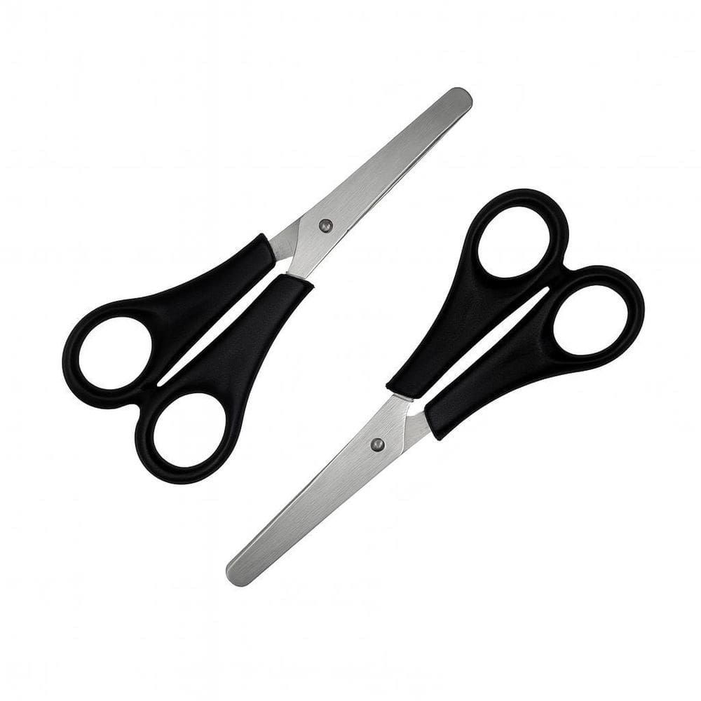 Kit 10 Tesoura Escolar Black Inox 130Mm Cabo Preto Leoeleo