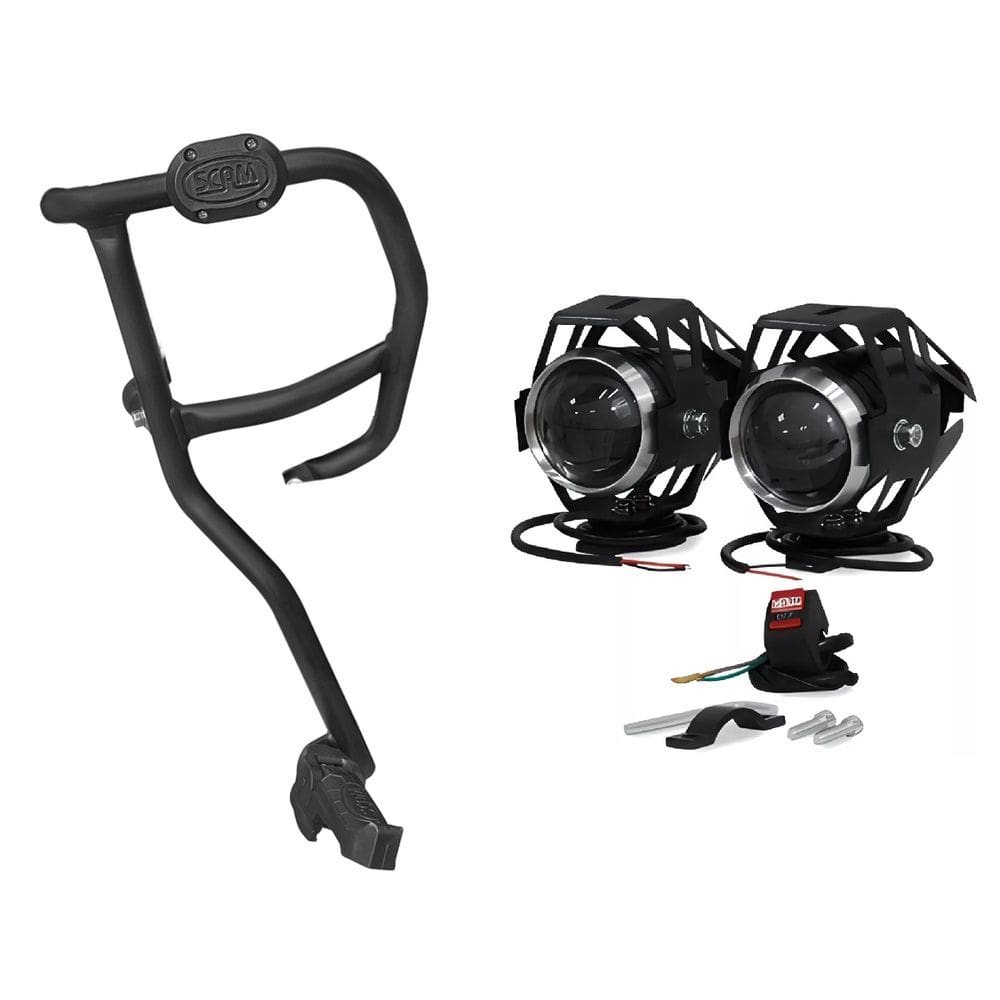 Kit Protetor Motor Carenagem Moto Lander 250 2025 Sptop834 + Farol De Milha 10W 12/24V Magnetron