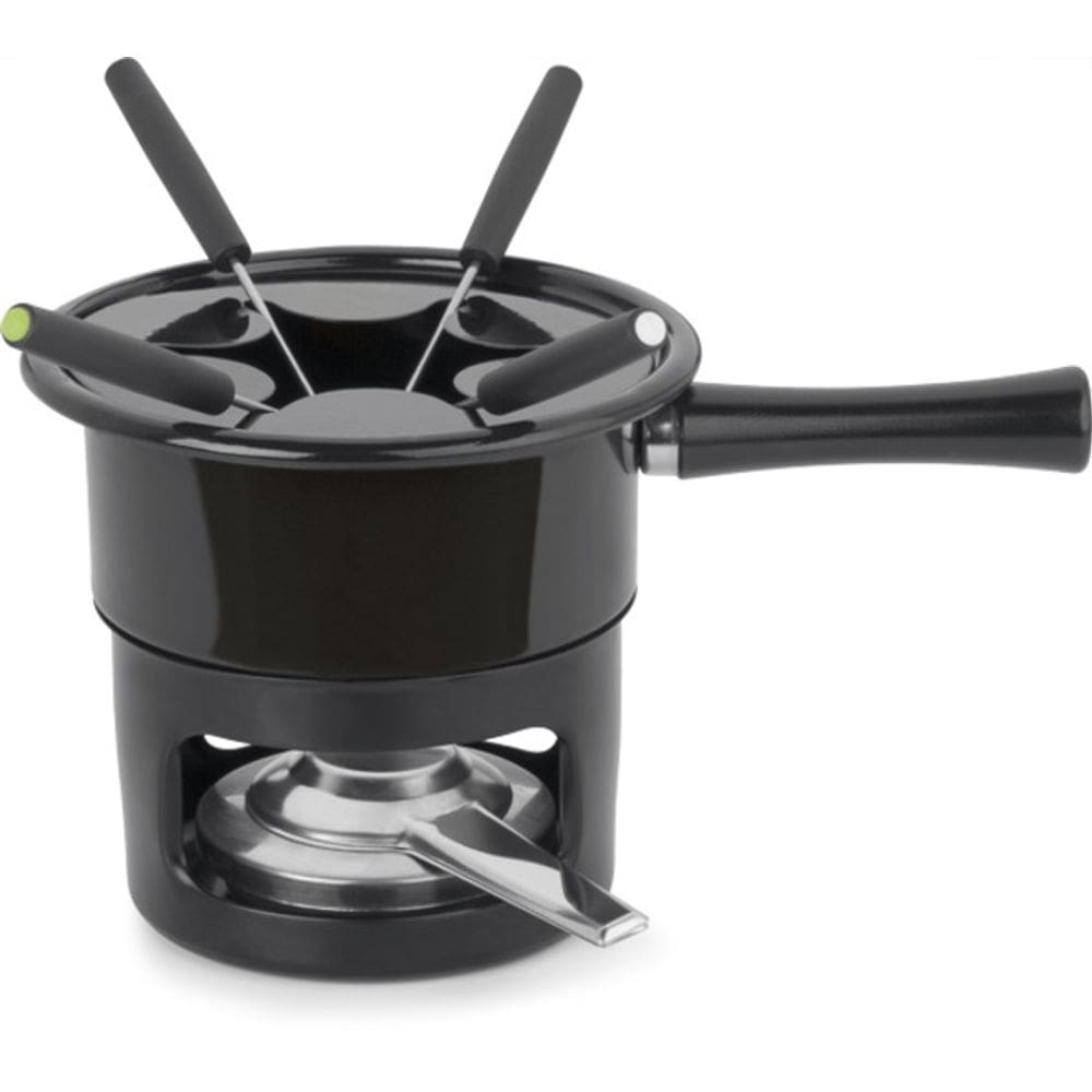 Conjunto Para Fondue Preto Com 4 Garfos Panela De 1 Litro