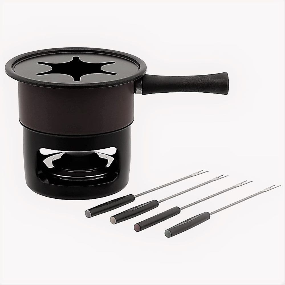 Aparelho para fondue Antiaderente Aspen Preto kit 8 peças