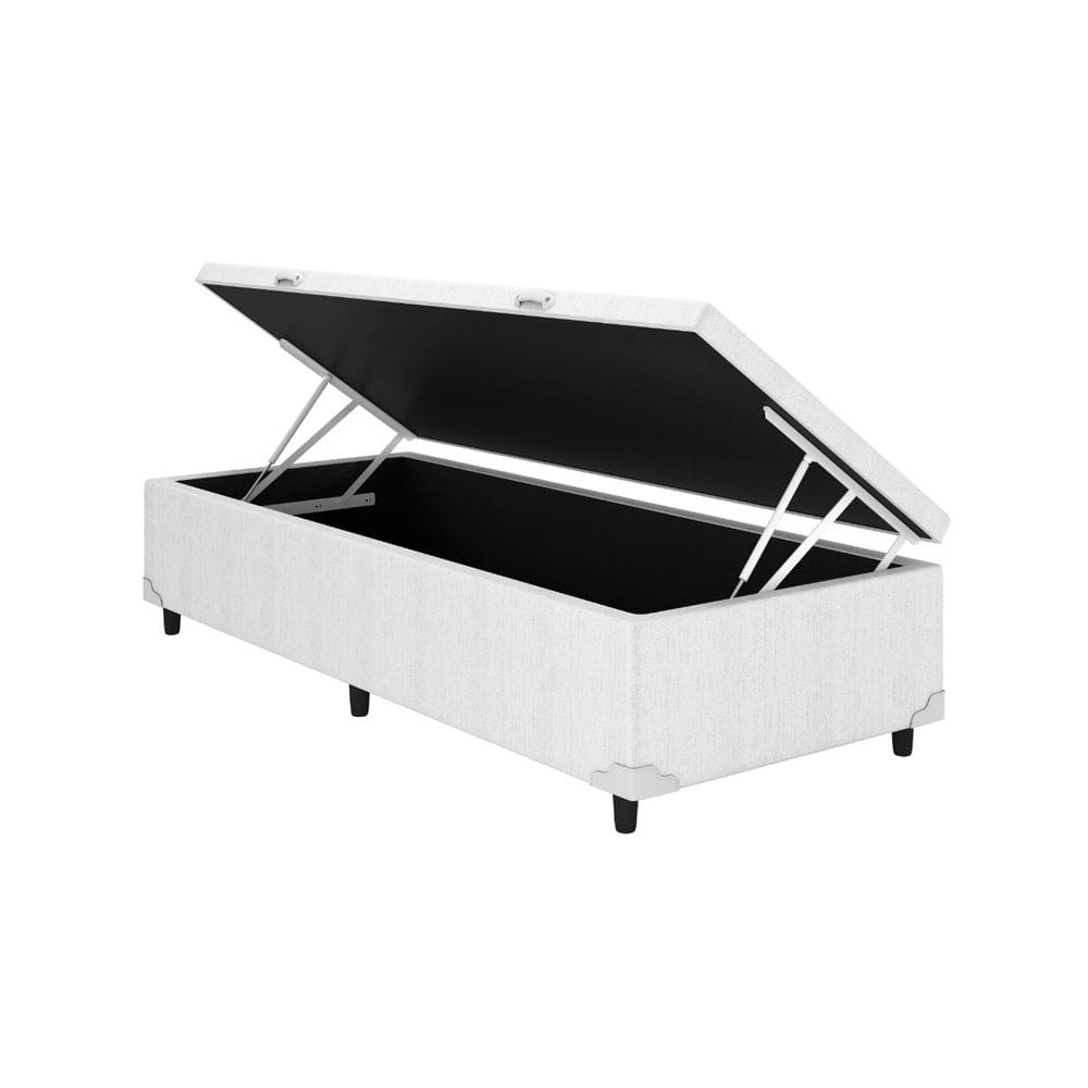 Baú Solteiro Corino Branco 88x188