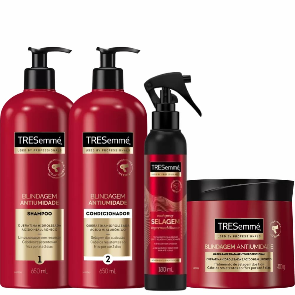 Kit Tresemmé Blindagem Antiumidade Shampoo + Condicionador + Coat + Máscara de Tratamento