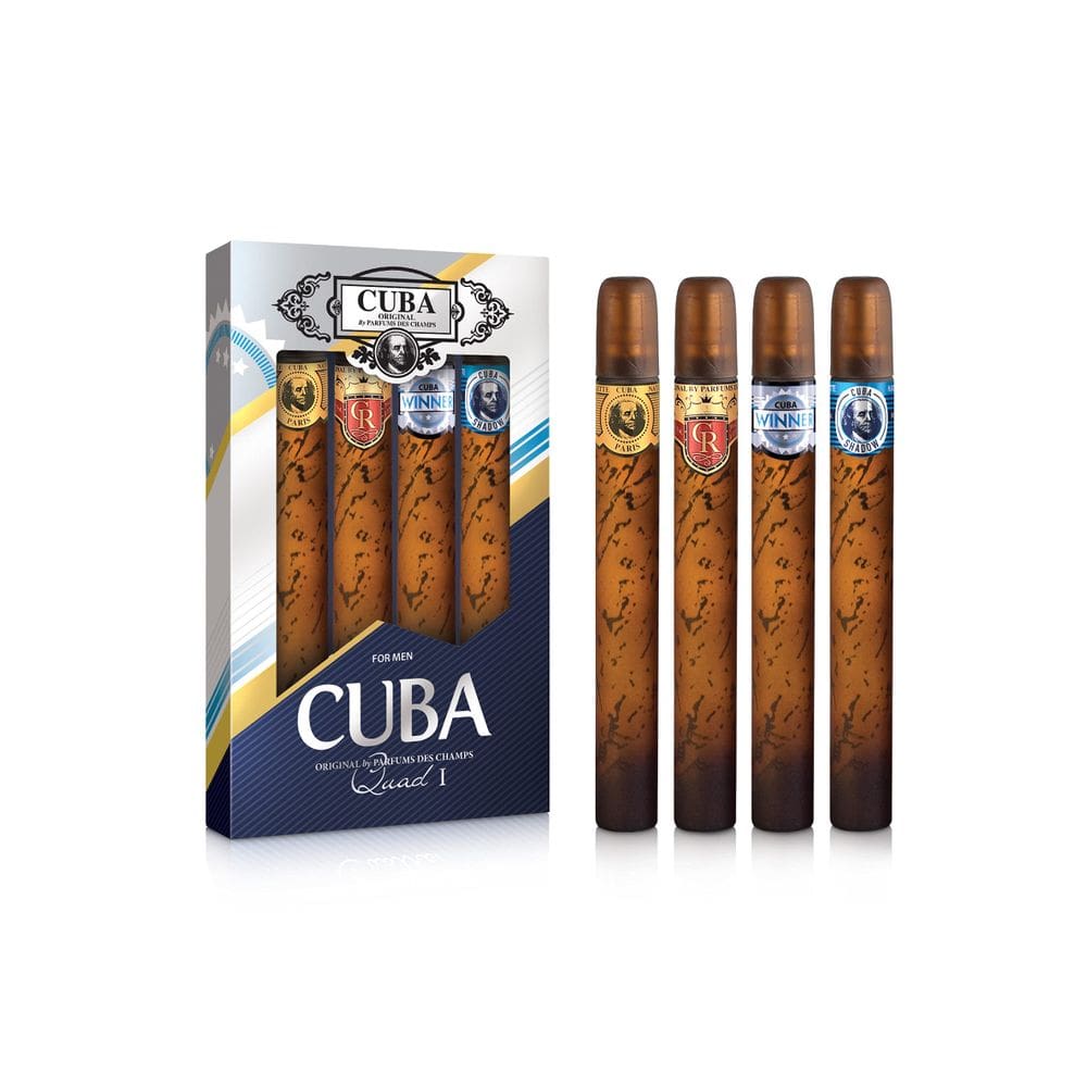 Conjunto de presente masculino Perfume Cuba Cuba Quad I, 4 peças, spray EDT de 35 ml