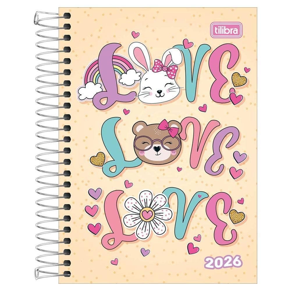 Agenda Diária 2026 Espiral M5 Spice Love Love Love Tilibra
