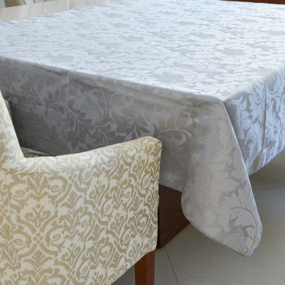 Toalha Mesa 8 Lugares Retangular Jacquard 2.5x1.4m Cinza