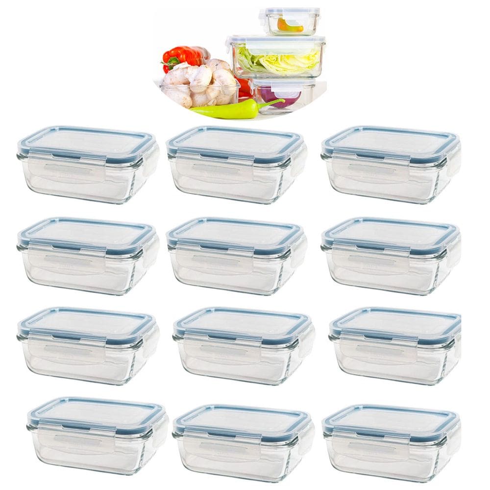 Kit 12 Potes de Vidro Hermético com Trava e Vedação 840 ML