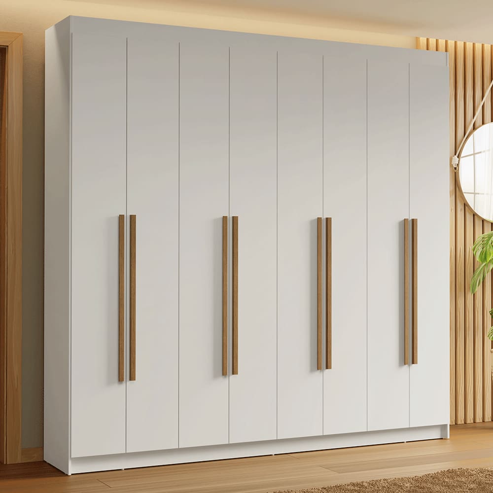 Guarda-Roupa Casal 8 Portas Batentes Branco/Branco/Rustic Saturno Madesa