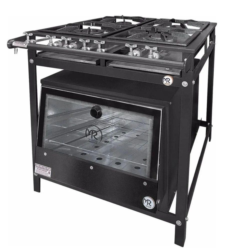 Fogão Industrial Standard 4 Bocas Forno Vidro Porta Visor