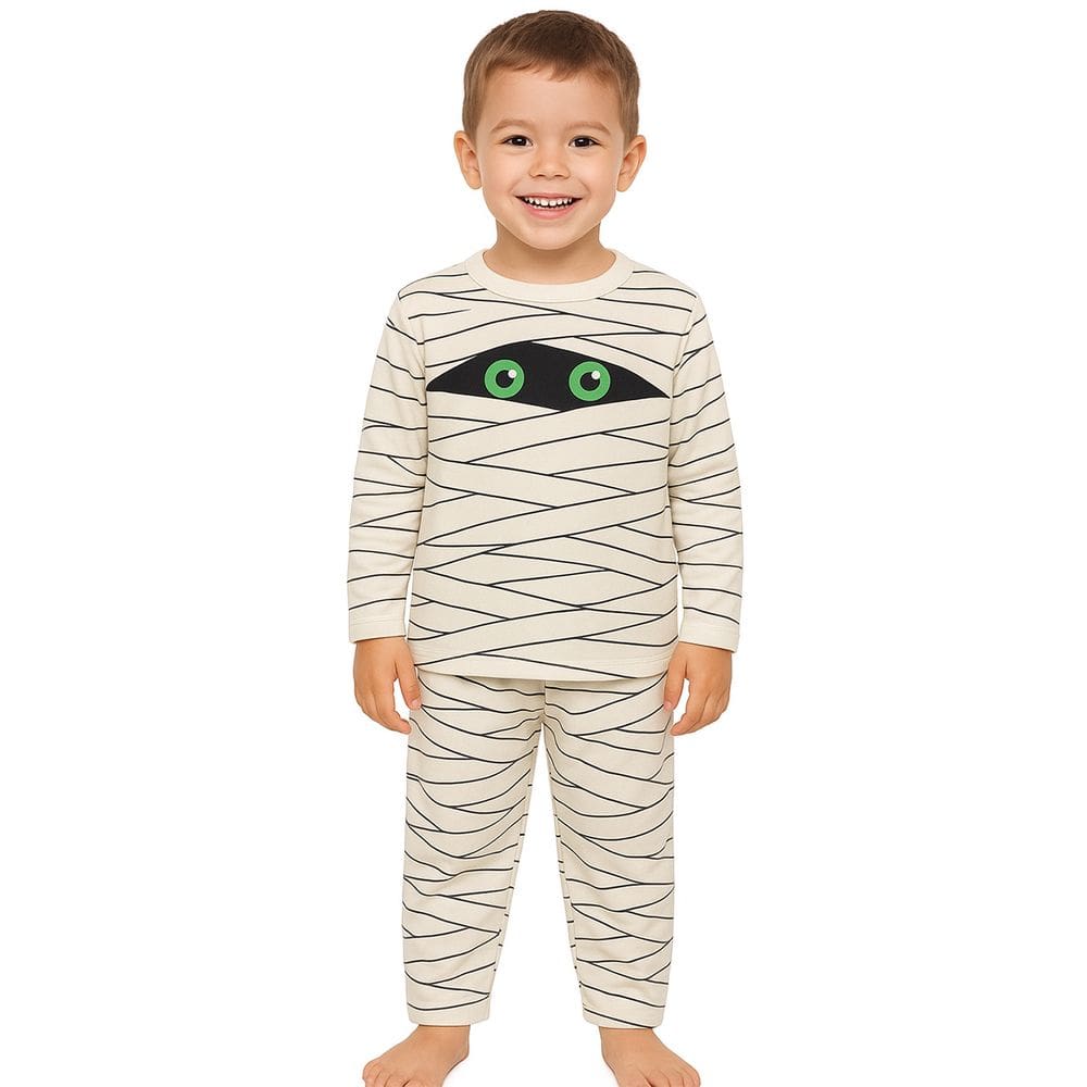 Conjunto Infantil Manga Longa Temático Fantasia Múmia Com Camiseta e Calça